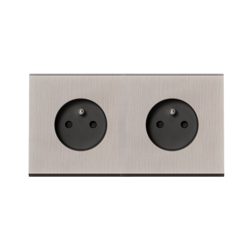 MODELEC dubbel stopcontact geborsteld staal - Penaarde - Belgi&euml;