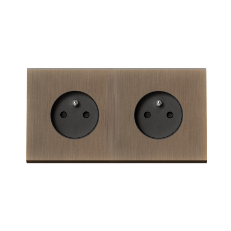 MODELEC dubbel stopcontact geborsteld brons - Penaarde - Belgi&euml;
