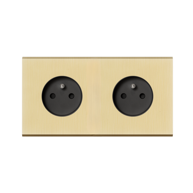 MODELEC dubbel stopcontact geborsteld messing - Penaarde - Belgi&euml;