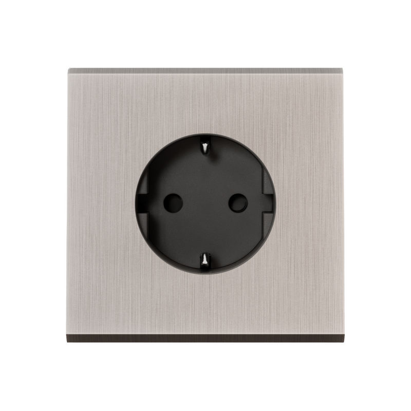 MODELEC stopcontact geborsteld staal - Randaarde - Nederland