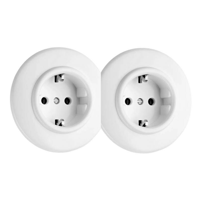 2-voudig stopcontact wit bakeliet inbouw rond