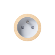 ROND 2.0 stopcontact wit - penaarde - geborsteld messing
