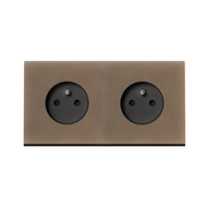MODELEC dubbel stopcontact geborsteld brons - Penaarde - Belgi&euml;