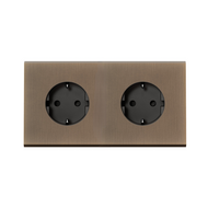 MODELEC dubbel stopcontact geborsteld brons - Randaarde - Nederland