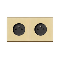 MODELEC dubbel stopcontact geborsteld messing - Penaarde - Belgi&euml;