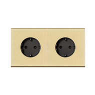 MODELEC dubbel stopcontact geborsteld messing - Randaarde - Nederland