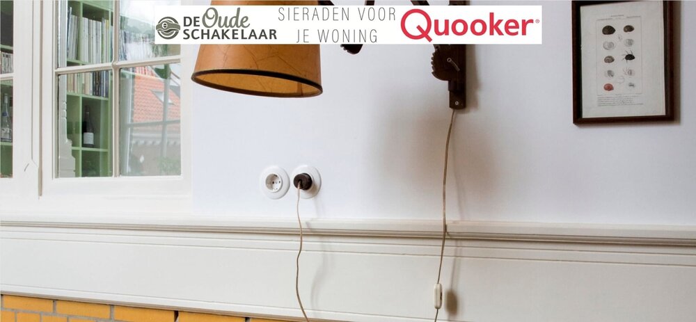 Voor een fotoshoot heeft Quooker foto's gemaakt in een huis waar wit bakeliet stopcontacten van De Oude Schakelaar zijn 