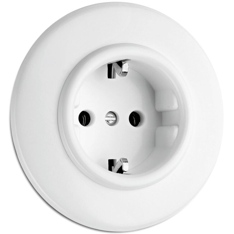 Wit bakeliet stopcontact inbouw Duroplast THPG 176400