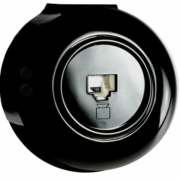 Opbouw RJ45 internetaansluiting UTP zwart rond
