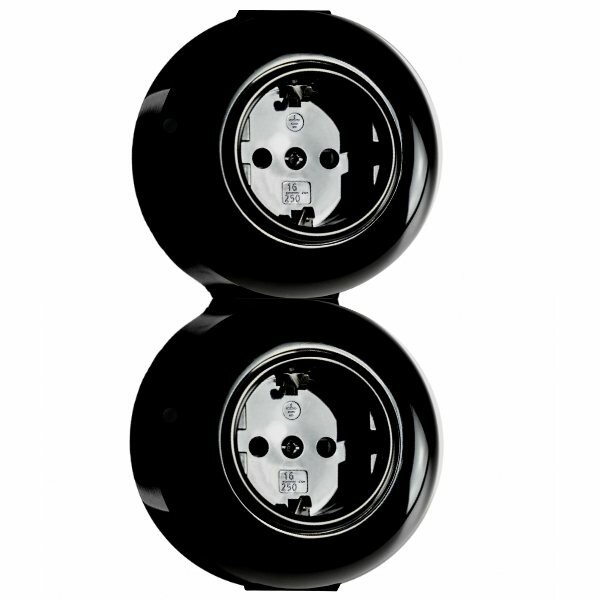 Dubbel stopcontact zwart opbouw 2-voudig wcd