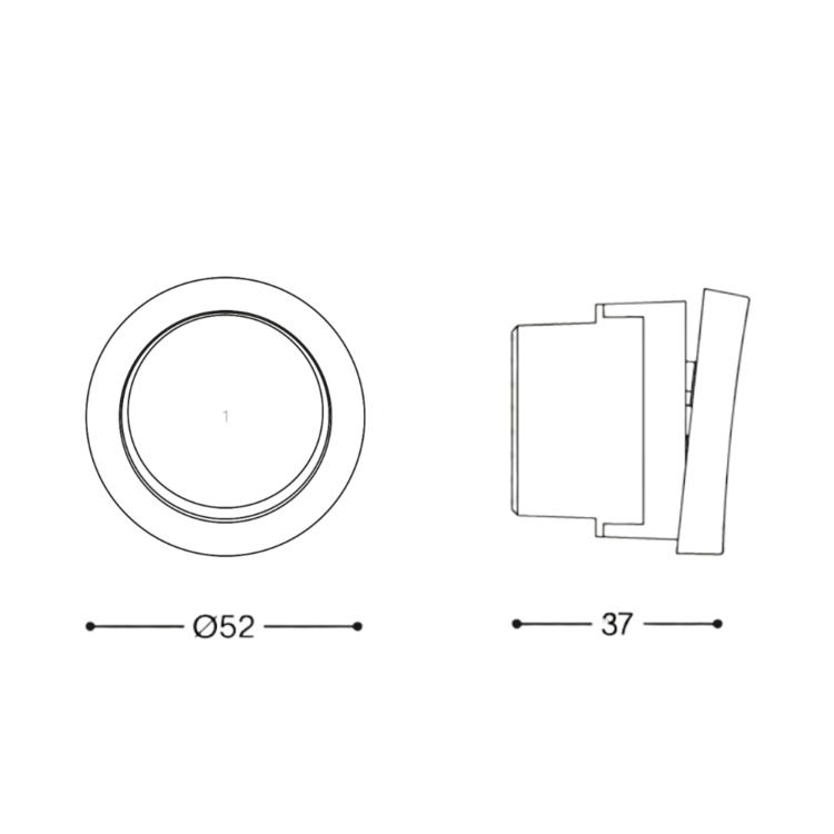 ROND 2.0 puls domotica schakelaar 2 knoppen zwart aluminium