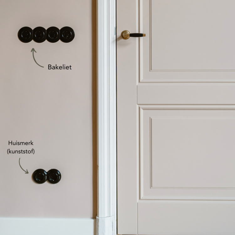 Bakeliet schakelaar inbouw rond zwart - THPG 173047