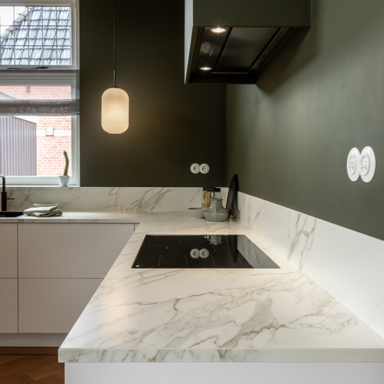 Duroplast wit bakeliet kiepschakelaar inbouw rond keuken