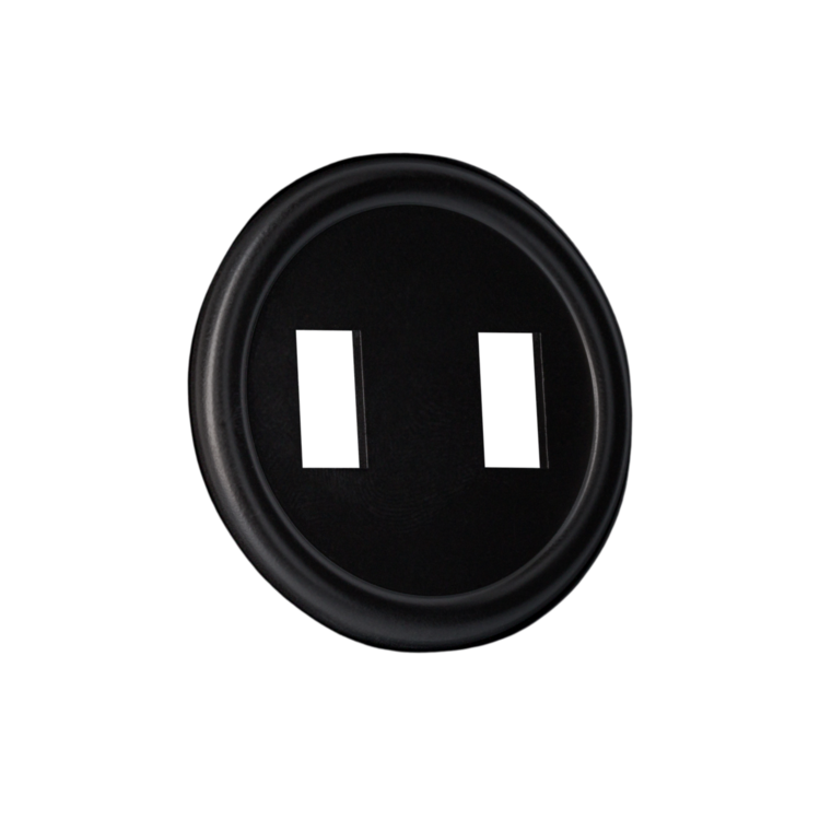 Mat zwart centraalplaat dubbele schakelaar (reserve onderdeel)