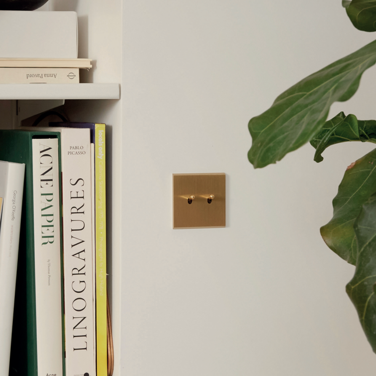 MODELEC dubbele schakelaar geborsteld messing