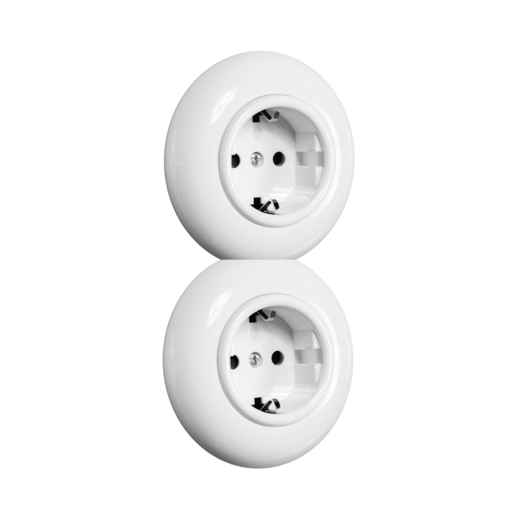 De Oude Schakelaar tweevoudig dubbel stopcontact wit inbouw