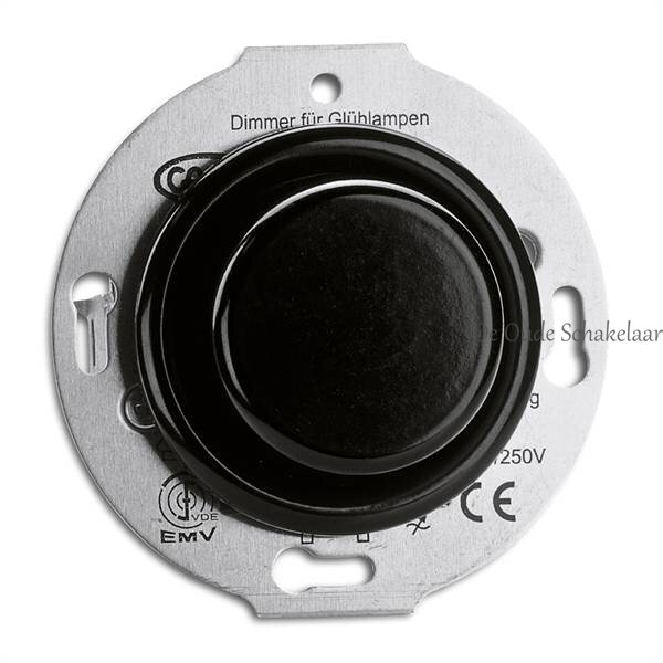 Bakeliet dimmer inbouw zwart - jaren 30 schakelmateriaal THGP
