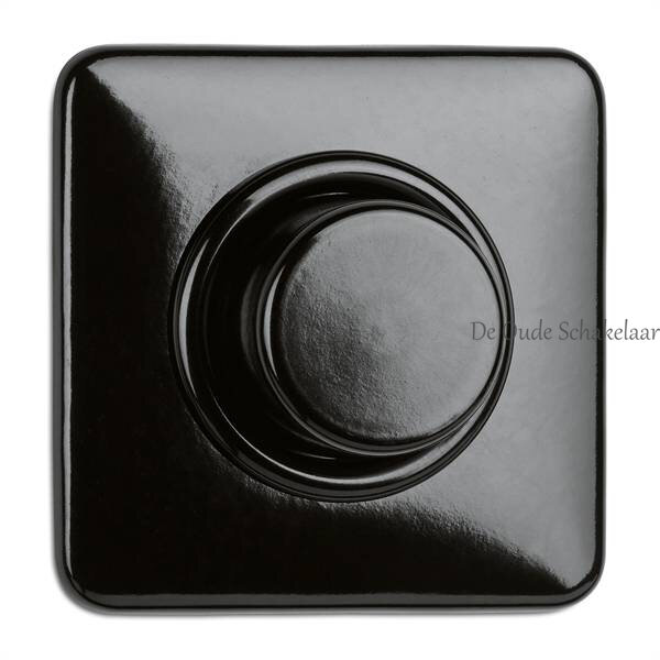 Bakeliet dimmer vierkant zwart - jaren 30 schakelmateriaal THGP