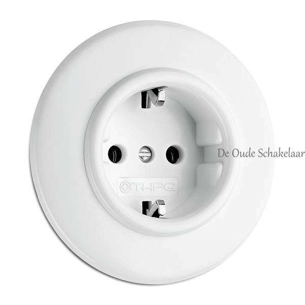 Duroplast wit bakeliet stopcontact wandcontactdoos inbouw rond