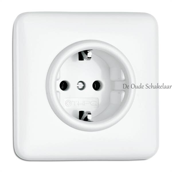 Duroplast wit bakeliet stopcontact wandcontactdoos inbouw vierkant