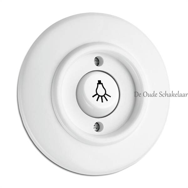 Duroplast wit bakeliet schakelaar inbouw lichtsymbool rond