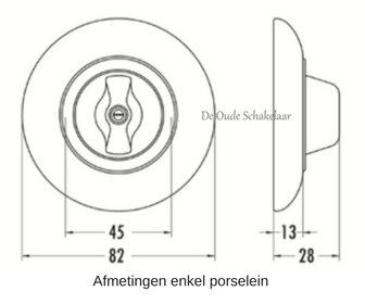 Porselein schakelmateriaal enkel afmetingen