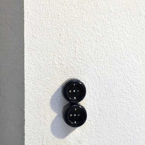 Dubbel opbouw stopcontact bakeliet zwart retro