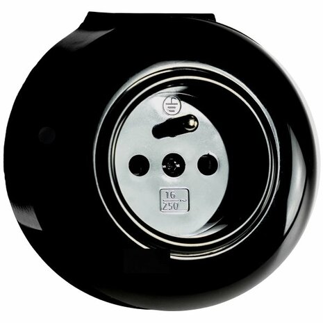 Opbouw stopcontact zwart rond penaarde