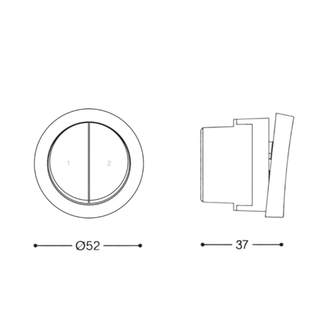 ROND 2.0 dubbele schakelaar 230V afmetingen - rond io De Oude Schakelaar