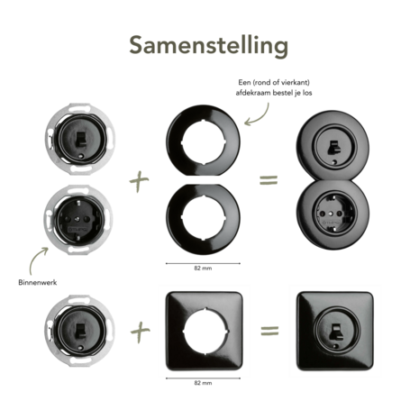 Bakeliet thermostaat voor cv verwarming inbouw zwart samenstelling