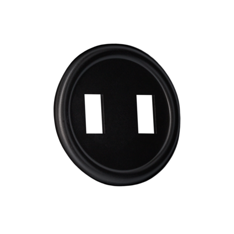 Mat zwart centraalplaat dubbele schakelaar (reserve onderdeel)