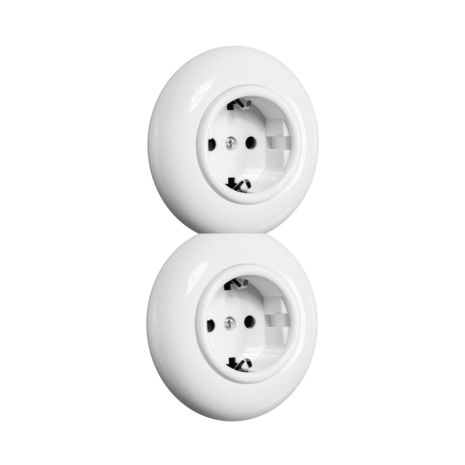 De Oude Schakelaar tweevoudig dubbel stopcontact wit inbouw