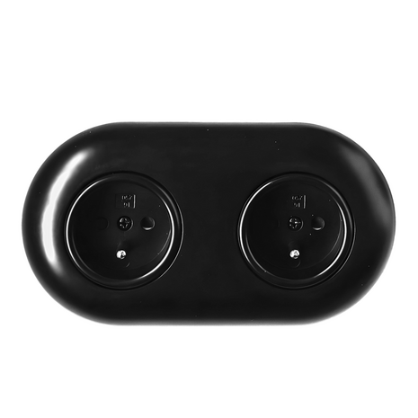 2-voudig stopcontact zwart inbouw rond 85 mm