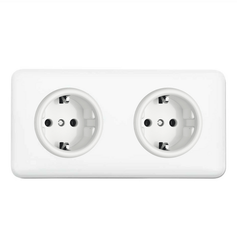 2-voudig stopcontact wit bakeliet inbouw vierkant