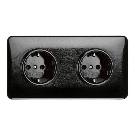 2-voudig stopcontact zwart bakeliet inbouw vierkant