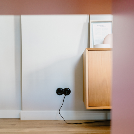 2-voudig stopcontact zwart inbouw rond 80 mm