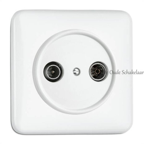 Duroplast wit bakeliet CAI aansluiting wandcontactdoos inbouw vierkant