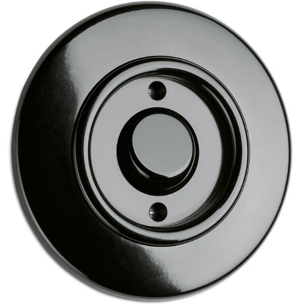 Bakeliet schakelaar inbouw rond zwart met rond afdekraam - THPG 173047