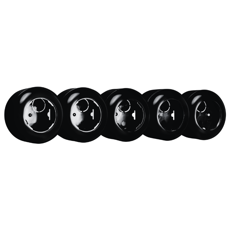 Opbouwbak zwart schakelmateriaal opbouw 5-voudig rond glimmend zwart