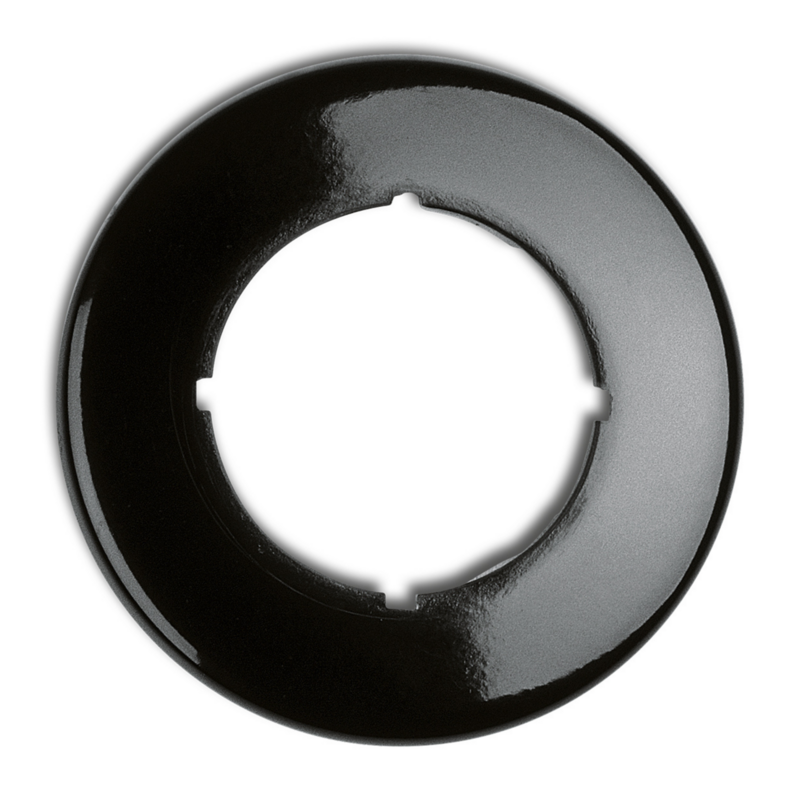 Bakeliet zwart afdekraam enkel rond inbouw 