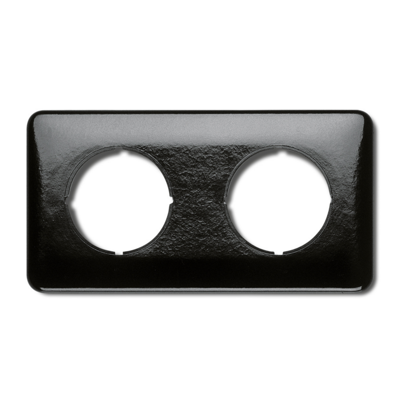 Bakeliet zwart afdekraam dubbel vierkant inbouw 