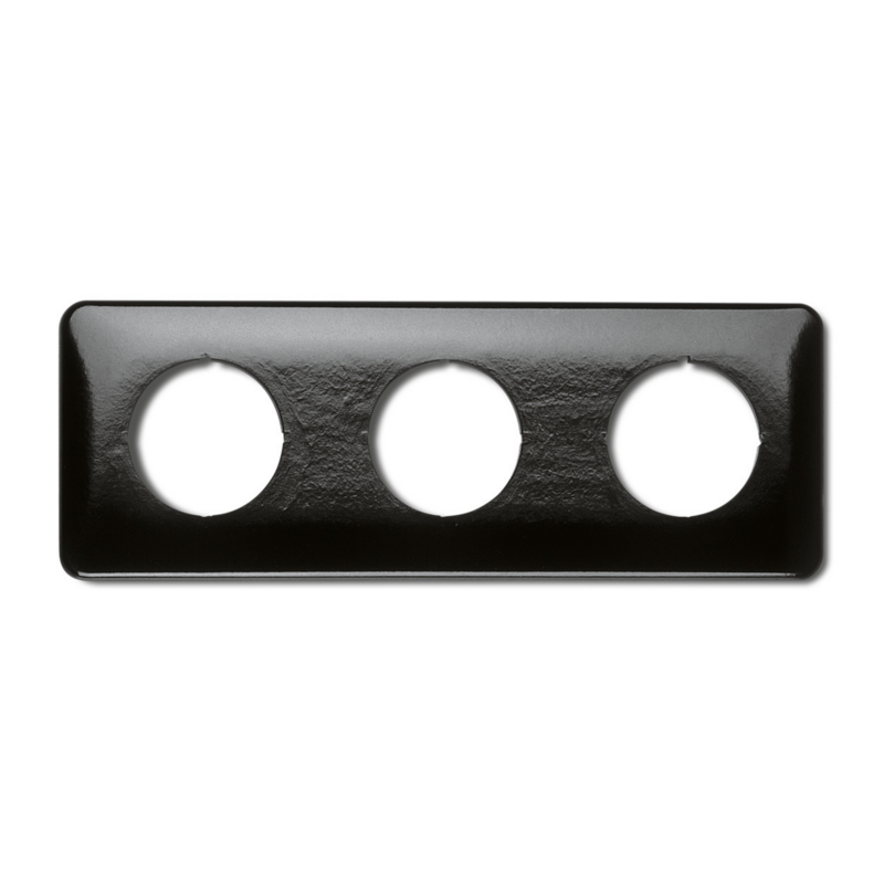 Bakeliet zwart afdekraam driedubbel vierkant inbouw 