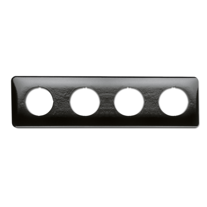 Bakeliet zwart afdekraam vierdubbel vierkant inbouw 