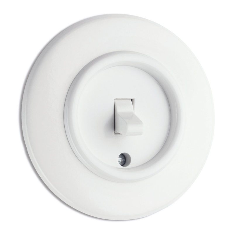 Duroplast wit bakeliet kiepschakelaar inbouw rond