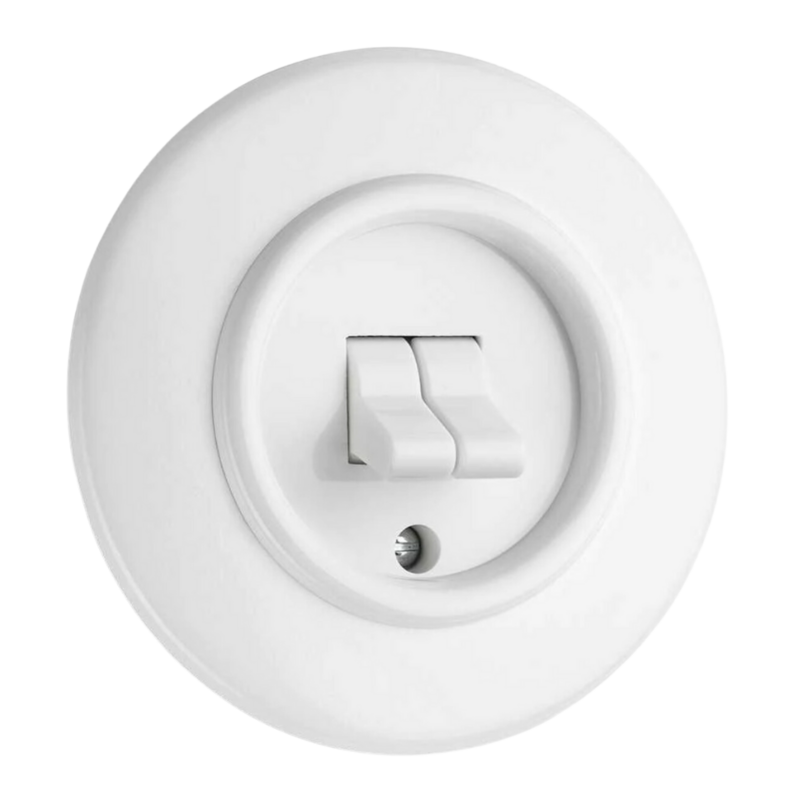 Duroplast wit bakeliet dubbele kiepschakelaar inbouw rond