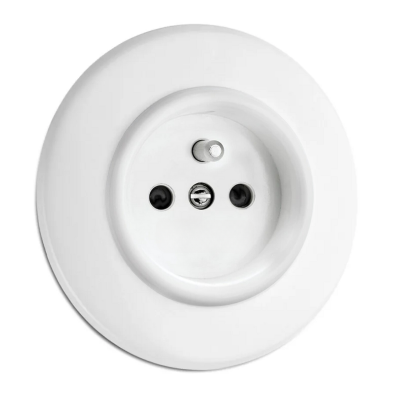 Wit bakeliet stopcontact penaarde/penaarding rond