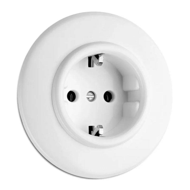 Wit bakeliet rond stopcontact inbouw Duroplast THPG 176400
