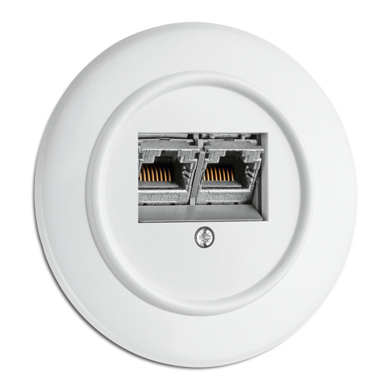 Wit bakeliet netwerkaansluiting inbouw rond