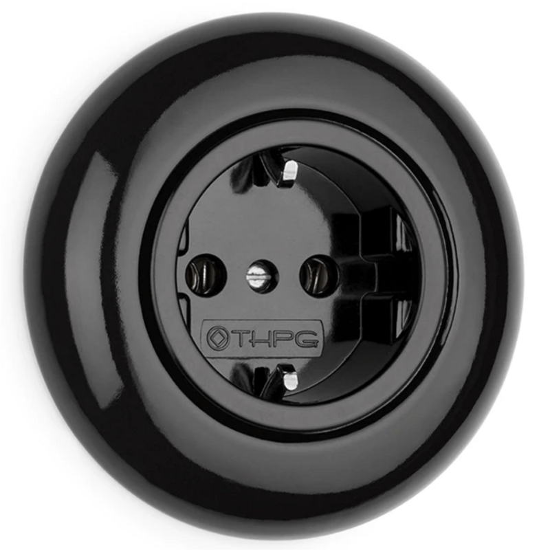 Zwart porselein stopcontact wandcontactdoos inbouw