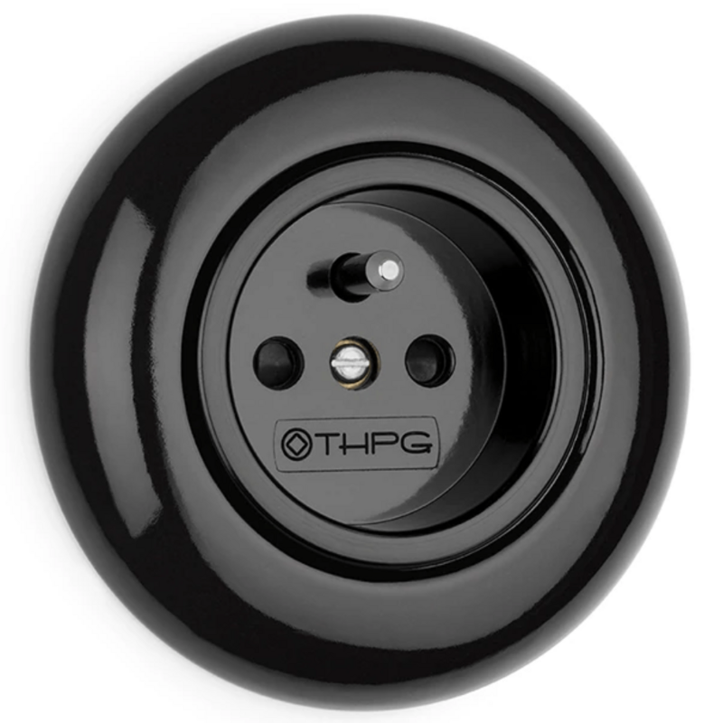 Porselein zwart stopcontact wandcontactdoos inbouw penaarde